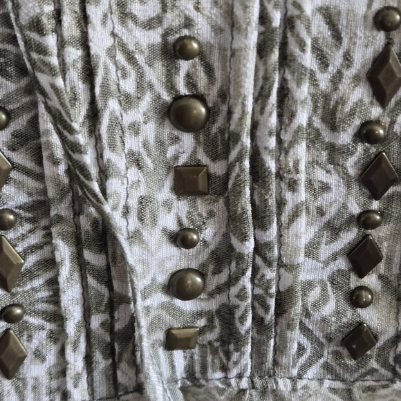 Laura Scott Gray Ombré Patterned Women's XL Top Metal Studs Tie Front - Picture 5 of 13